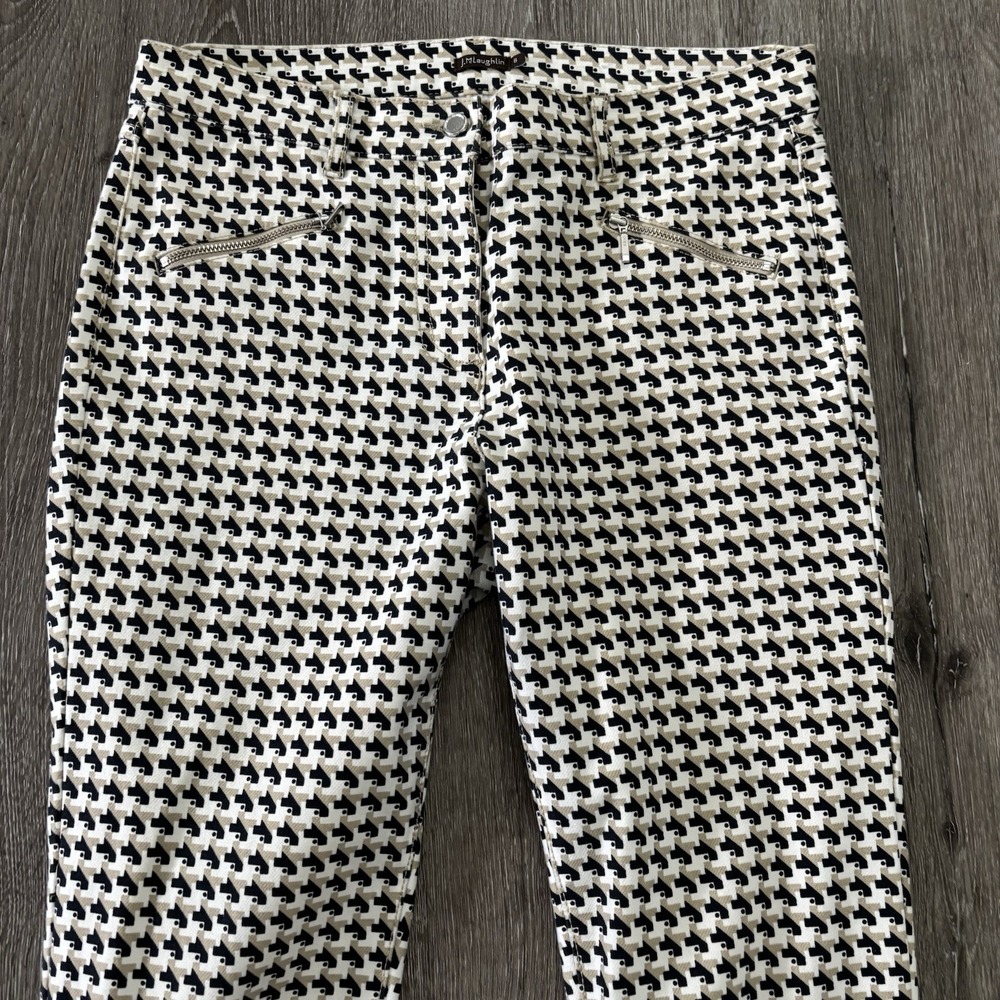 J. McLaughlin 8 Geometric Ankle Zip Pants Jeans Stretch Cotton Blend Women's
